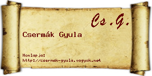 Csermák Gyula névjegykártya